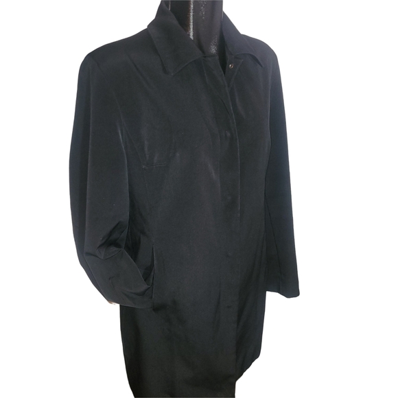 Anne Klein Black Mid Length Trench Coat M - Picture 3 of 7